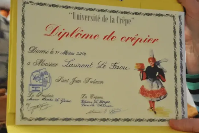 Diplome de crêpier de l'Université de la crêpe